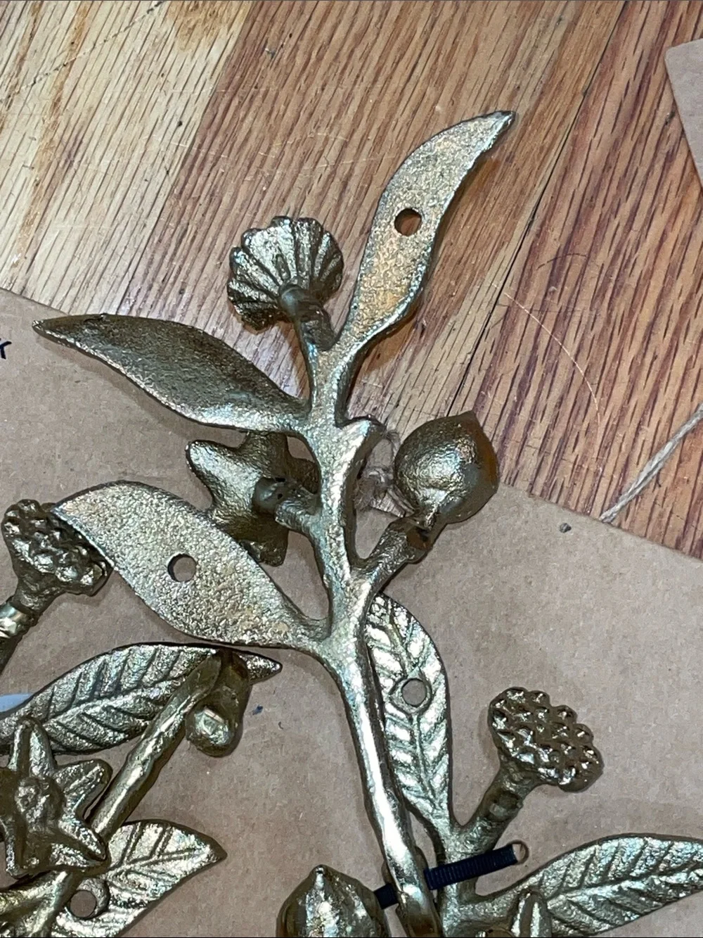 Gold Botanical Wall Hooks for Jewelry and Accessories - Set of 4